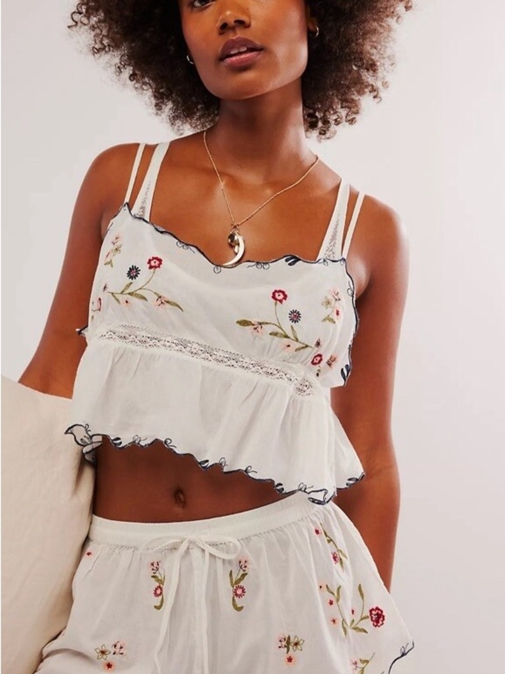 NWOT Free People Kate Embroidered Floral Top & Shorts